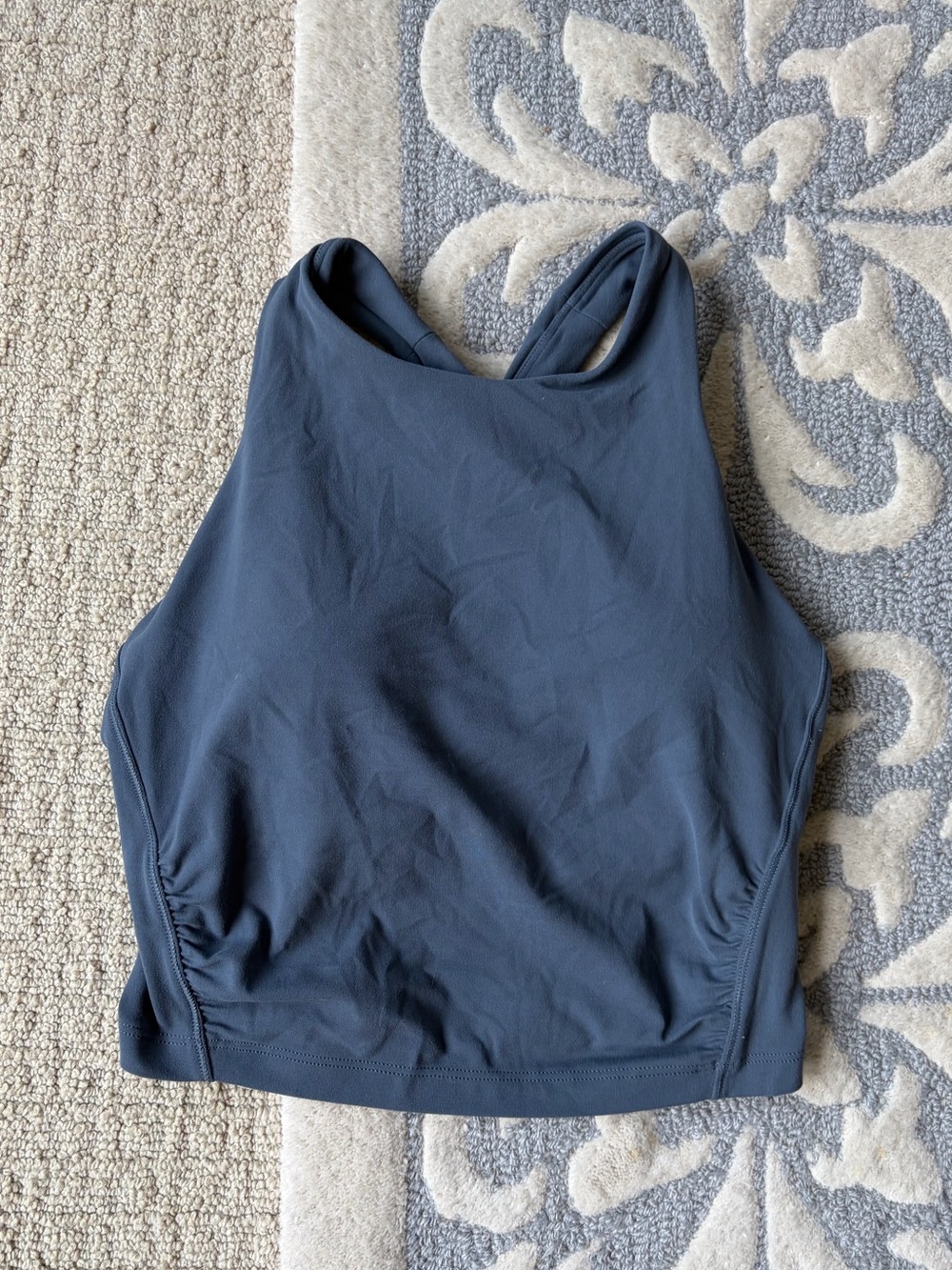 High Neck Active Crop Top - Slate Blue